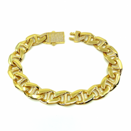 PULSERA ORO 18KT TRAVESIÑO CIERRE CIRCONITAS 21CM D10,75X2,5MM PESO G17,35