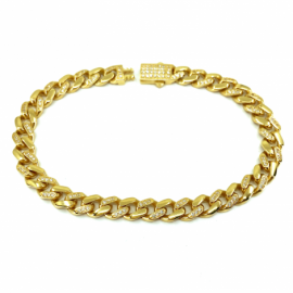 PULSERA ORO 18KT BARBADA CIRCONITAS 21CM D6,90X3MM PESO G14,80