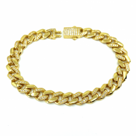 PULSERA ORO 18KT BARBADA CIRCONITAS 21CM D8,90X3MM PESO G18,5