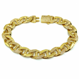 PULSERA ORO 18KT TRAVESIÑO CIRCONITAS 21CM D11X3,20MM PESO G18,90