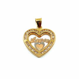 COLGANTE ORO 18KT CORAZÓN CON CIRCONITAS D17,70X18,66X1,32MM PESO G1,40