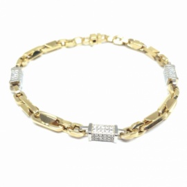 PULSERA ORO 18KT CUADRADO BERLINÉS CON CIRCONITAS 21CM D4,88MM PESO G13,00