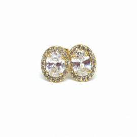 PENDIENTES ORO 18KT OVAL CIRCONITA D7,85MM PESO 1,60G