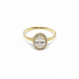 ANILLO ORO 18KT OVAL CIRCONITA D7,85MM PESO 1,60G