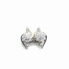 PENDIENTES ORO BLANCO 18KT FLOR CIRCONITA PALILLO CATALÁN D15,82X9,27MM PESO G2,2 