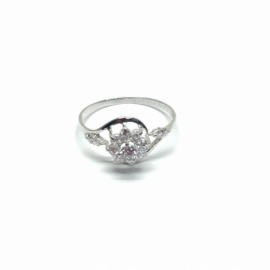 ANILLO ORO BLANCO 18KT FLOR CIRCONITA D9,27MM PESO G1,1