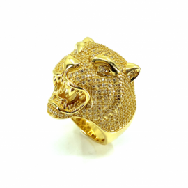 SELLO ORO 18KT CABEZA PANTERA CIRCONITAS D29X25MM PESO G17,20