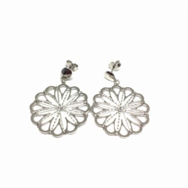 PENDIENTES PLATA 925 RODIADA FANTASÍA FLOR D28MM PESO G3,80