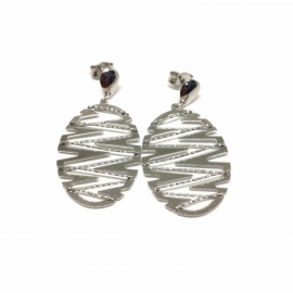 PENDIENTES PLATA 925 RODIADA FANTASÍA ÓVALO D40X20MM PESO G3,82