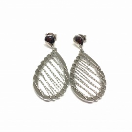 PENDIENTES PLATA 925 RODIADA FANTASÍA ÓVALO D40X20MM PESO G4,7