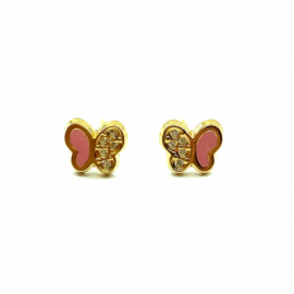 PENDIENTES ORO 18KT MARIPOSAS ESMALTE D6,5X5,5MM PESO G0,45