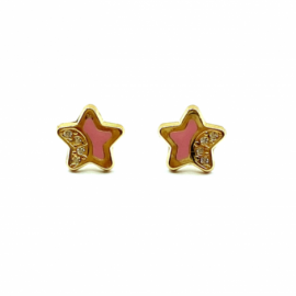 PENDIENTE ORO 18KT ESTRELLA ESMALTE D7MM PESO G0,45