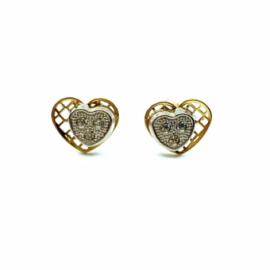 PENDIENTES ORO 18KT CORAZON BICOLOR D7MM PESO G0,60