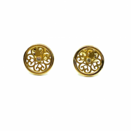 PENDIENTES ORO 18KT MANDALA CIRCULO D8MM PESO G0,60