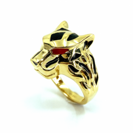 SELLO ORO 18KT CABEZA LEOPARDO ESMALTE D20X16MM PESO G7,60