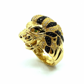 SELLO ORO 18KT CABEZA LEON CIRCONITAS D28X23MM PESO G13,90