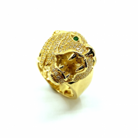 SELLO ORO 18KT CABEZA TIGRE CIRCONITAS D28X21MM PESO G13,65