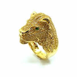 SELLO ORO 18KT CABEZA TIGRE CIRCONITAS D25X19MM PESO G12,50