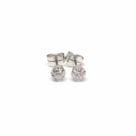 PENDIENTES ORO BLANCO 18 KT GARRA INGLESA CIRCONITA D6,34MM PESO G2,2