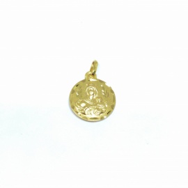 MEDALLA ORO 18KT ESCAPULARIO CORAZON JESUS VIRGEN DEL CARMEN, PESO 1,6G D16MM