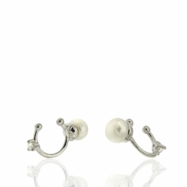 PENDIENTES PLATA 925 RODIADA EAR CUFF CIRCONITA+PERLA 6MM 