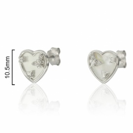 PENDIENTES PLATA 925 RODIADA CORAZÓN CON MARIPOSAS