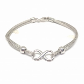 PULSERA DE PLATA 925 RODIADA MALLA INFINITO 18,5 CM