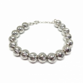 PULSERA PLATA 925 RODIADA BOLA DIAMANTADA 10MM