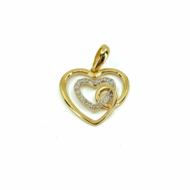 COLGANTE ORO 18KT Y BRILLANTES CORAZON 18P 0,054 CTS. (H-SI) D13,5MM PESO G1,90