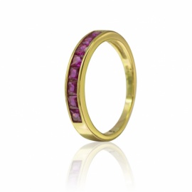 ANILLO PLATA 925 DORADA PIEDRA FUCSIA