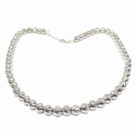 GARGANTILLA PLATA 925 RODIADA BOLA DIAMANTADA 8MM LONGITUD 47 CM