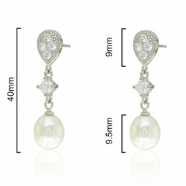 PENDIENTES WEDDING PLATA 925 RODIADOS PERLA-CIRCONITAS