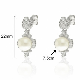 PENDIENTES WEDDING PLATA 925 RODIADA ISABELINA PERLA-CIRCONITAS