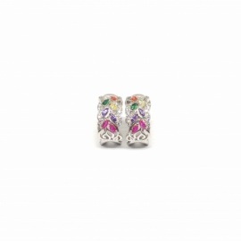 PENDIENTES PLATA 925 RODIADA CON PIEDRAS DE COLORES CIERRE OMEGA