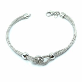 PULSERA PLATA 925 RODIADA MALLA ANILLO 19CM