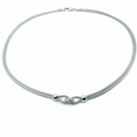 GARGANTILLA PLATA 925 RODIADA MALLA ANILLO 45CM