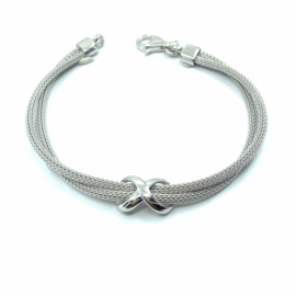 PULSERA PLATA 925 RODIADA MALLA INFINITO 19CM