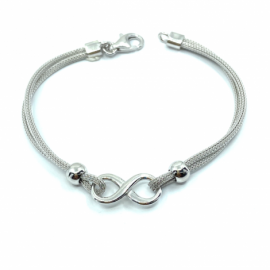 PULSERA PLATA 925 RODIADA MALLA INFINITO 19CM