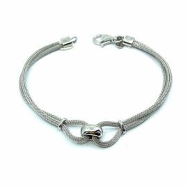 PULSERA PLATA 925 RODIADA MALLA ANILLO 19CM