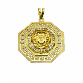 COLGANTE ORO 18KT GRECA MEDUSA OCTOGONAL D25MM PESO G2,50