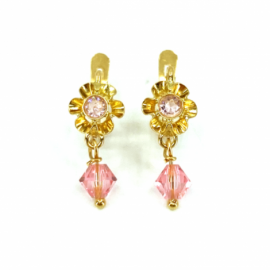 PENDIENTES ORO 18KT BEBE GITANILLA CRISTAL D16X5MM PESO G1,25