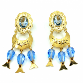 PENDIENTES ORO 18KT CUBANA-LUNA PECES D42X12MM PESO G4,60