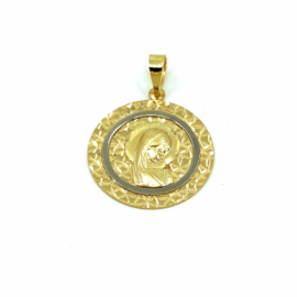 MEDALLA ORO 18KT VIRGEN NIÑA BICOLOR D18MM PESO G1,70