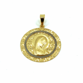 MEDALLA ORO 18KT VIRGEN NIÑA BICOLOR D20MM PESO G2,20