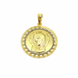 MEDALLA ORO 18KT VIRGEN NIÑA BICOLOR D20MM PESO G1,95