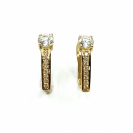 PENDIENTES ORO 18KT GARRA CARRIL CIRCONITAS D13X4MM PESO G1,45