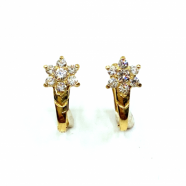 PENDIENTES ORO 18KT V CUAJO CIRCONITAS D13X6MM PESO G1,25