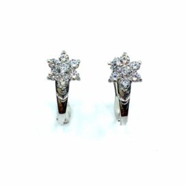 PENDIENTES ORO 18KT V CUAJO CIRCONITAS D13X6MM PESO G1,25