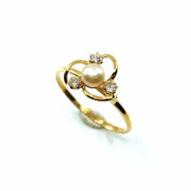 ANILLO ORO 18KT HELICE PERLA CIRCONITAS D10MM PESO G1,10