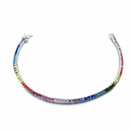 PULSERA PLATA 925 RODIADA RIVIERE CUADRADA 18CM D2,5MM